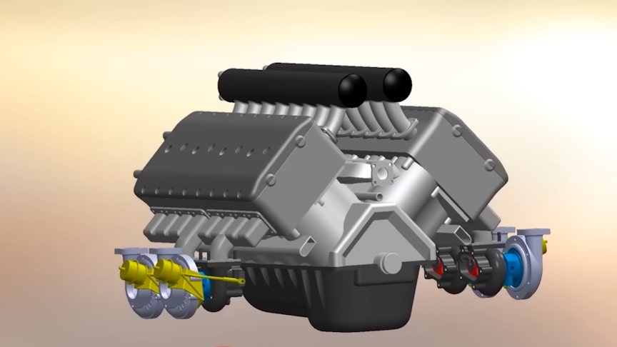3D animace: Princip motoru Bugatti Veyron W16